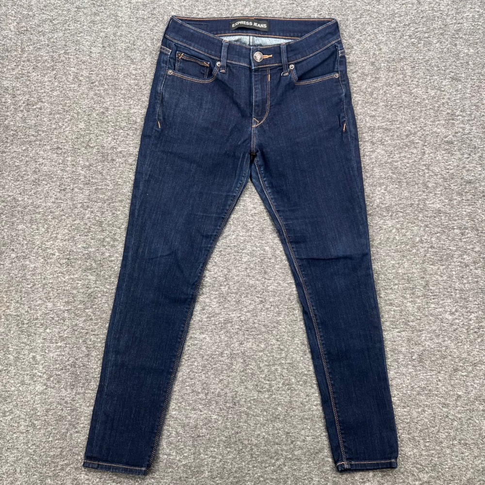 Express Jeans Womens Skinny Denim Dark Wash Indigo Mid Rise Size 2 Regular